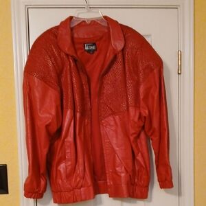 Vintage Red Leather Bomber Jacket by Lindman